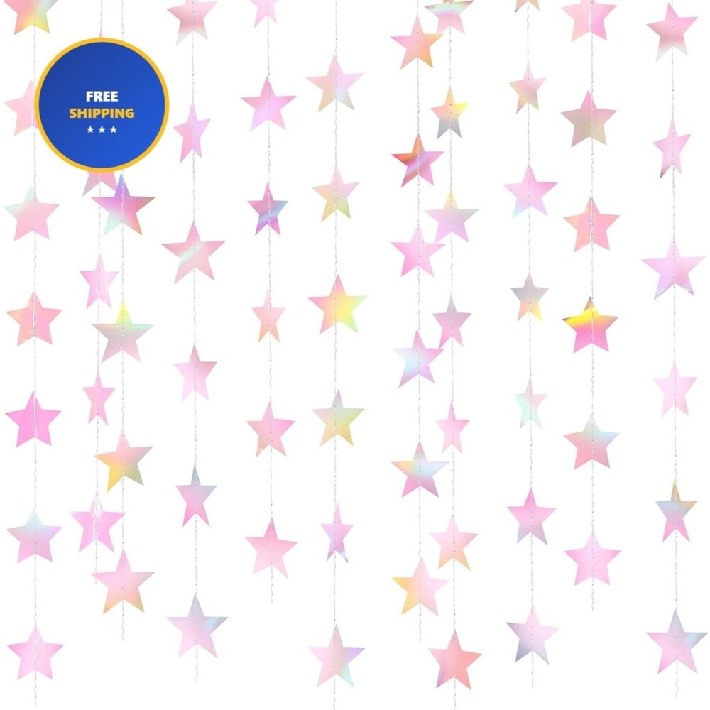 Glitter Star Garland Banner 2026 Graduation Decor 130 Feet Star Hanging